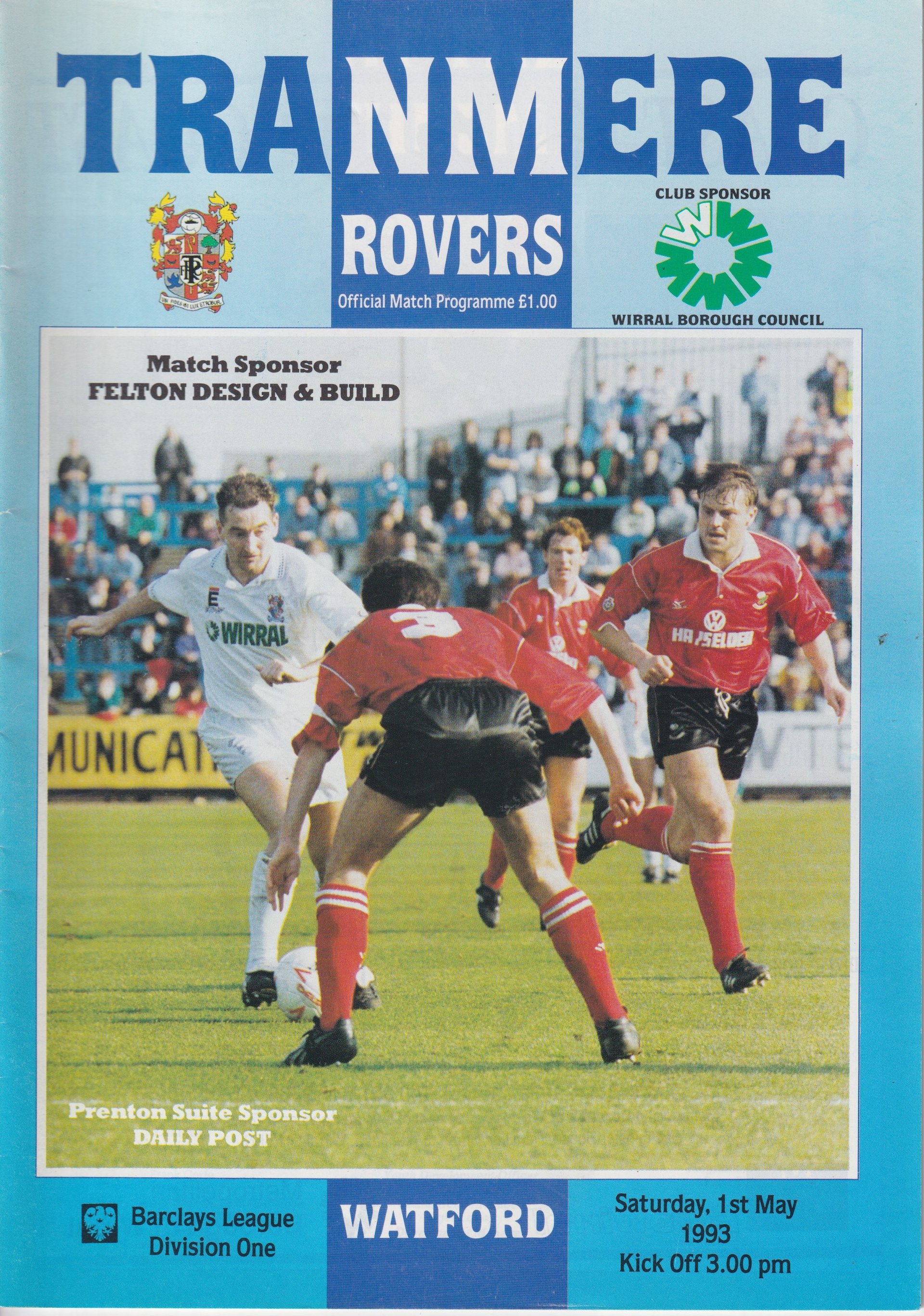 Tranmere Rovers v Watford match programme
